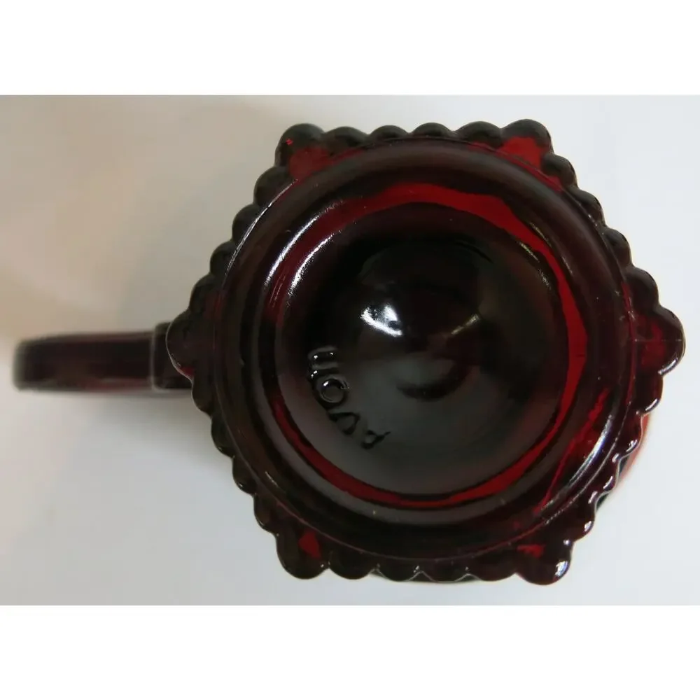 Vintage AVON Cape Cod Ruby Red Glass Cruet Creamer Strawberry Cranberry Retro